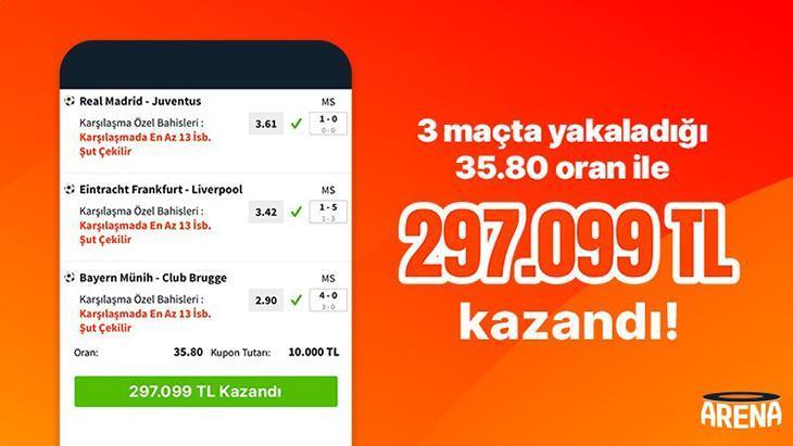 3 maça şut bahsi oynadı, 35.80 oran ile 297 bin TL kazandı!