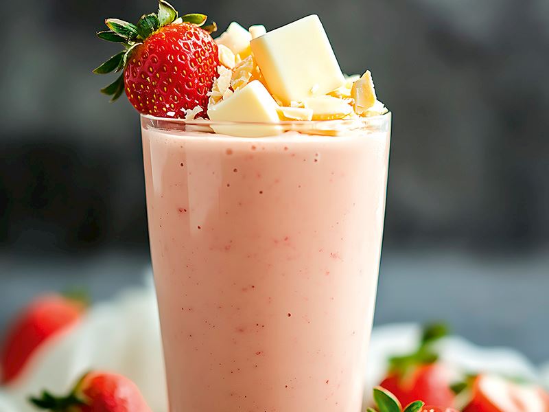 Beyaz Çikolatalı Ve Dondurmalı Çilekli Smoothie