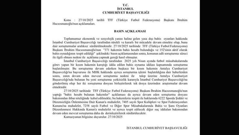 İstanbul Cumhuriyet Başsavcılığı'ndan açıklama: 'Son 5 yıllık kayıtlar incelenecek'