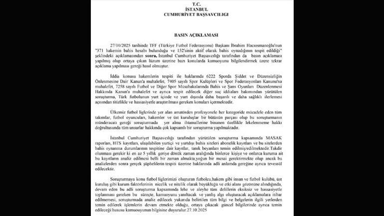 İstanbul Cumhuriyet Başsavcılığı'ndan açıklama: 'Son 5 yıllık kayıtlar incelenecek'