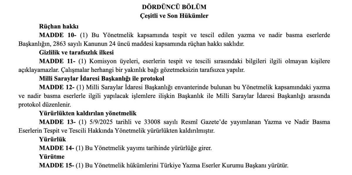 Resmi Gazete'de yayınlandı: Yazma ve nadir basma eserlerin tespit ve tescilinde yeni dönem 7 Resmi Gazete'de yayınlandı: Yazma ve nadir basma eserlerin tespit ve tescilinde yeni dönem