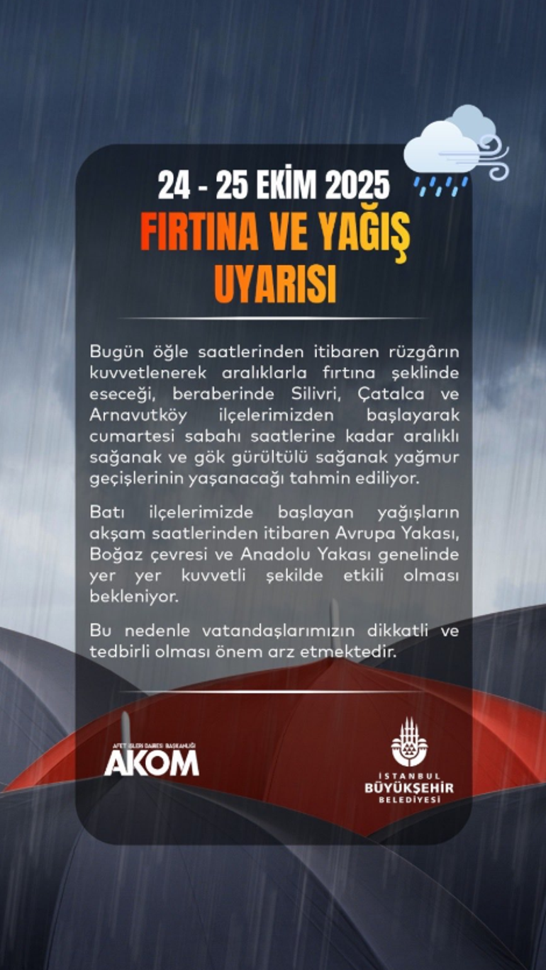 Son dakika... Kuvvetli yağış geliyor! İstanbul için peş peşe uyarılar: Bugün evinize erken gidin 1 Son dakika... Kuvvetli yağış geliyor! İstanbul için peş peşe uyarılar: Bugün evinize erken gidin