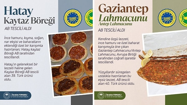 AB Onaylı İki Eşsiz Lezzet: Hatay Kaytaz Böreği ve Gaziantep Lahmacunu Tescillendi! 1 AB Onaylı İki Eşsiz Lezzet: Hatay Kaytaz Böreği ve Gaziantep Lahmacunu Tescillendi!