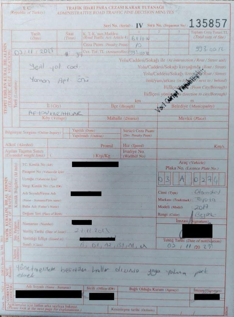 Afyonkarahisar'da ilginç olay! Trafik polisine trafik cezası