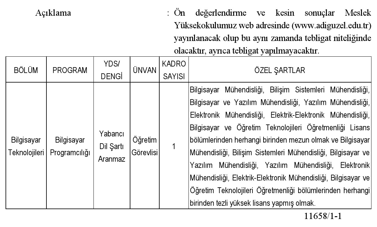 Ataşehir Adıgüzel Meslek Yüksekokulu: Geleceğinizi Şekillendirecek Öğretim Elemanı Alım İlanı!