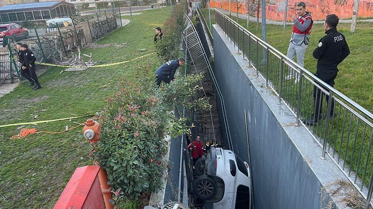 Bahçelievler’de feci kaza! Araçlara çarptı, boşluğa düştü