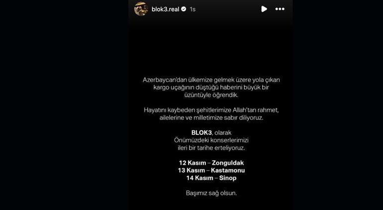Blok3'ten şehit olan askerlerimiz için taziye! Tüm konserlerini iptal etti