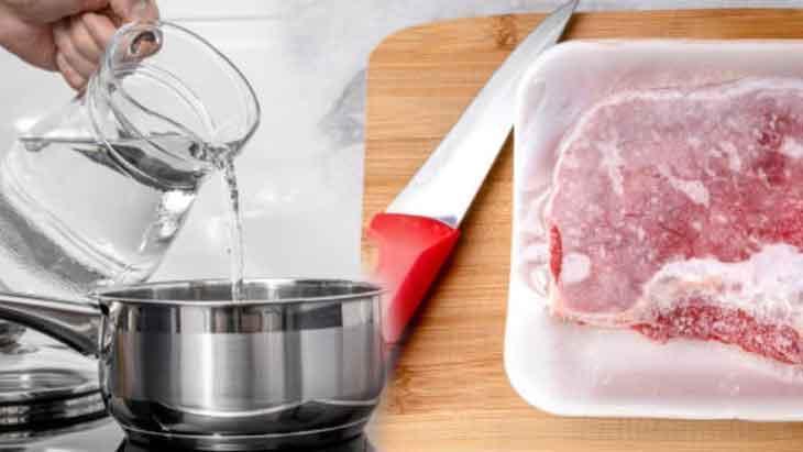 Donmuş eti 5 dakikada çözdüren taktik! 2 tencere arasına böyle sıkıştırın 1 Donmuş eti 5 dakikada çözdüren taktik! 2 tencere arasına böyle sıkıştırın