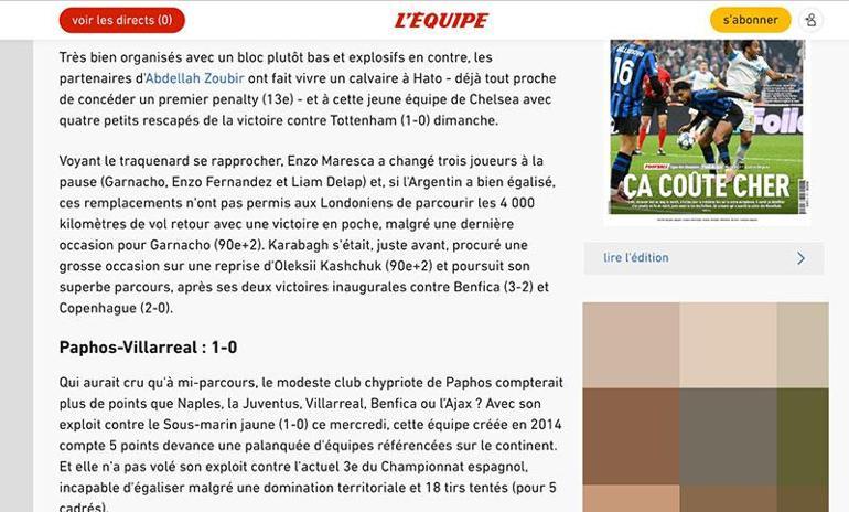 Fransız L'Equipe'ten Karabağ övgüsü: 'Şampiyonlar Ligi'nde Chelsea şaşkına döndü' 2 Fransız L'Equipe'ten Karabağ övgüsü: 'Şampiyonlar Ligi'nde Chelsea şaşkına döndü'