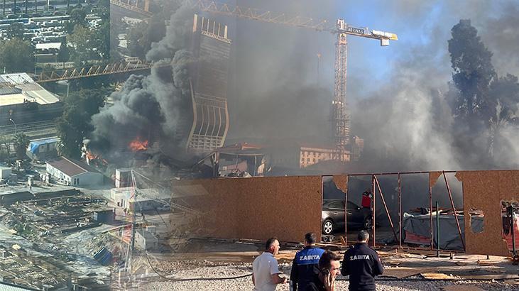 İzmir’de şantiye yangını! Kara dumanlar gökyüzünü kapladı