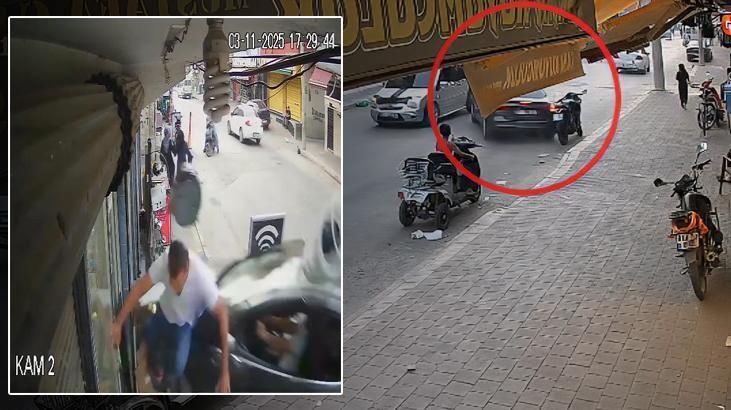 Marketin önünde dehşeti yaşadı! Ezilmekten saniyelerle kurtuldu
