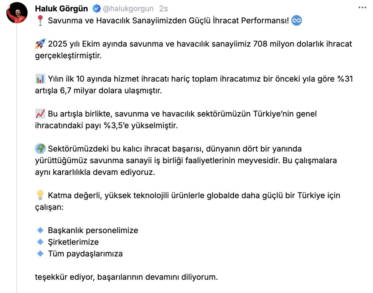 Savunma ve Havacılık İhracatında Rekor: %31 Artışla 6.7 Milyar Dolar!