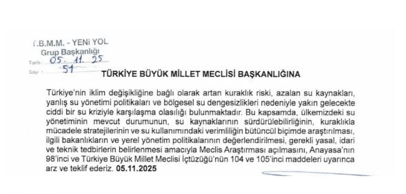 Su Krizi Meclis Gündeminde: Yenilikçi Araştırma Önergesi ile Çözüme Bir Adım Daha!