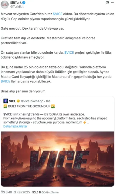 VICE ekibinden iddia: “Token dağıttığımız Türk fenomenler fiyatı düşürdü” 