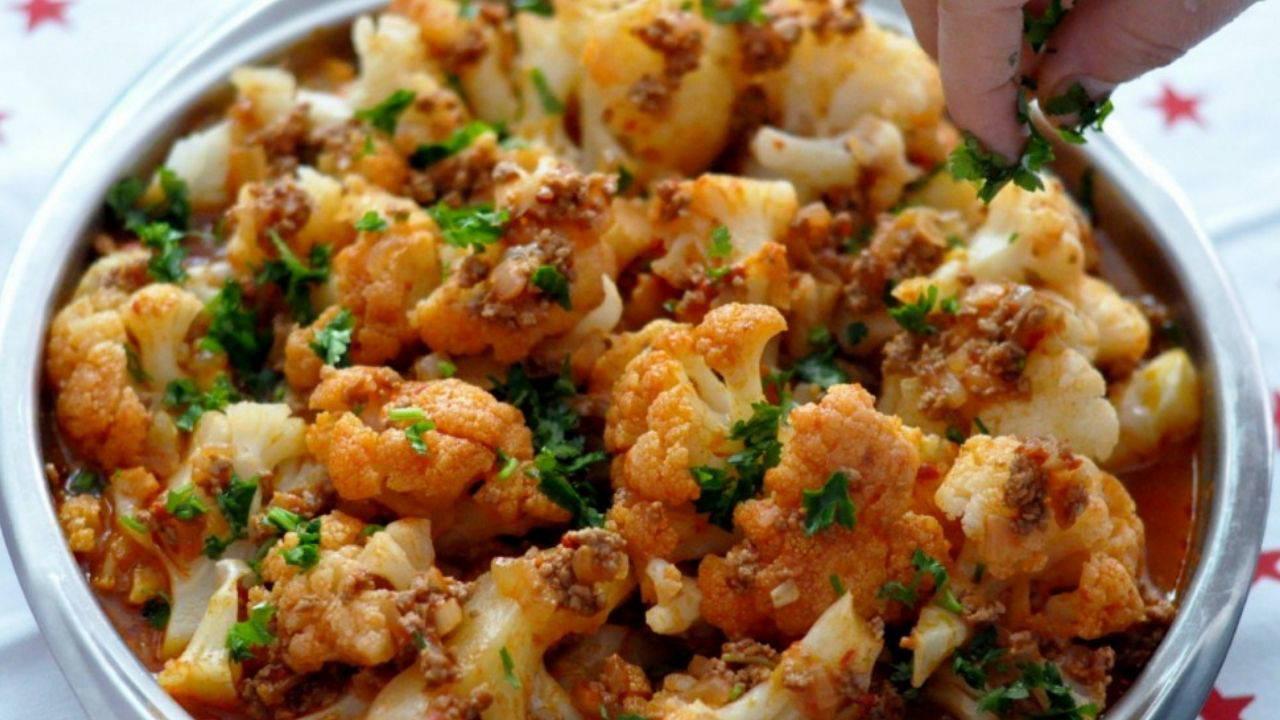 Zerzevat ve eti buluşturan pratik tanım: Kıymalı karnabahar